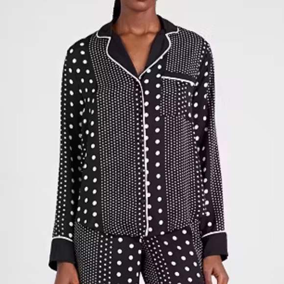 Kate Spade Polka Dot Black and White Pajama Top Size L - Picture 1 of 6